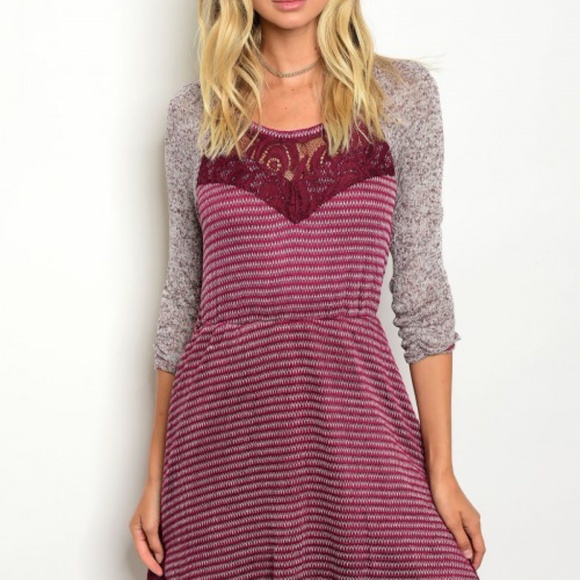 Burgundy Sweater Dress - Picture 2 of 3